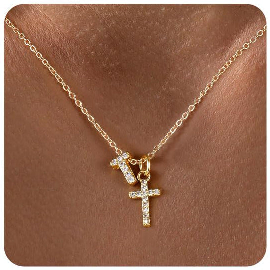 European And American Zircon Inlaid 26 Letter Necklace With Diamonds