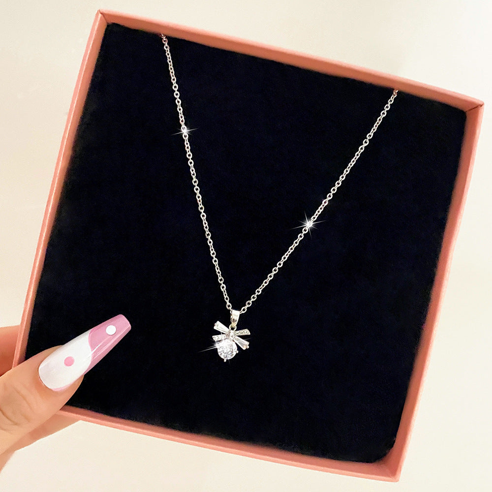 Micro Inlaid Zirconium SUNFLOWER Stone Artificial Pearl Short Necklace Temperament Female