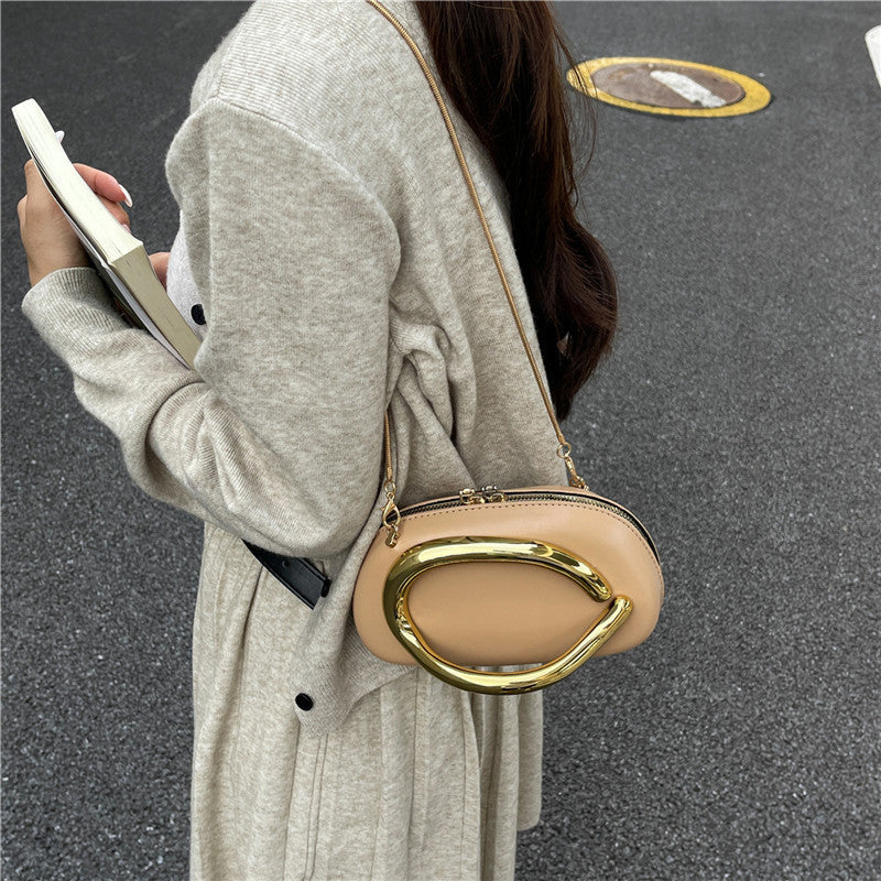 Small Bag Vintage Hardware Metal Handle Chain Crossbody Backpack