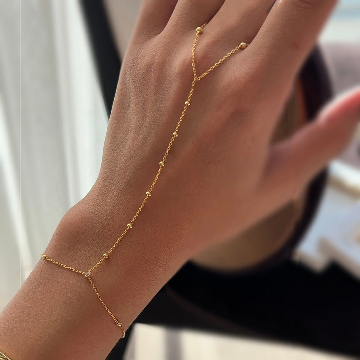 Simple Personalized All-match Design Sense Round Beads Mitten-type Bracelet