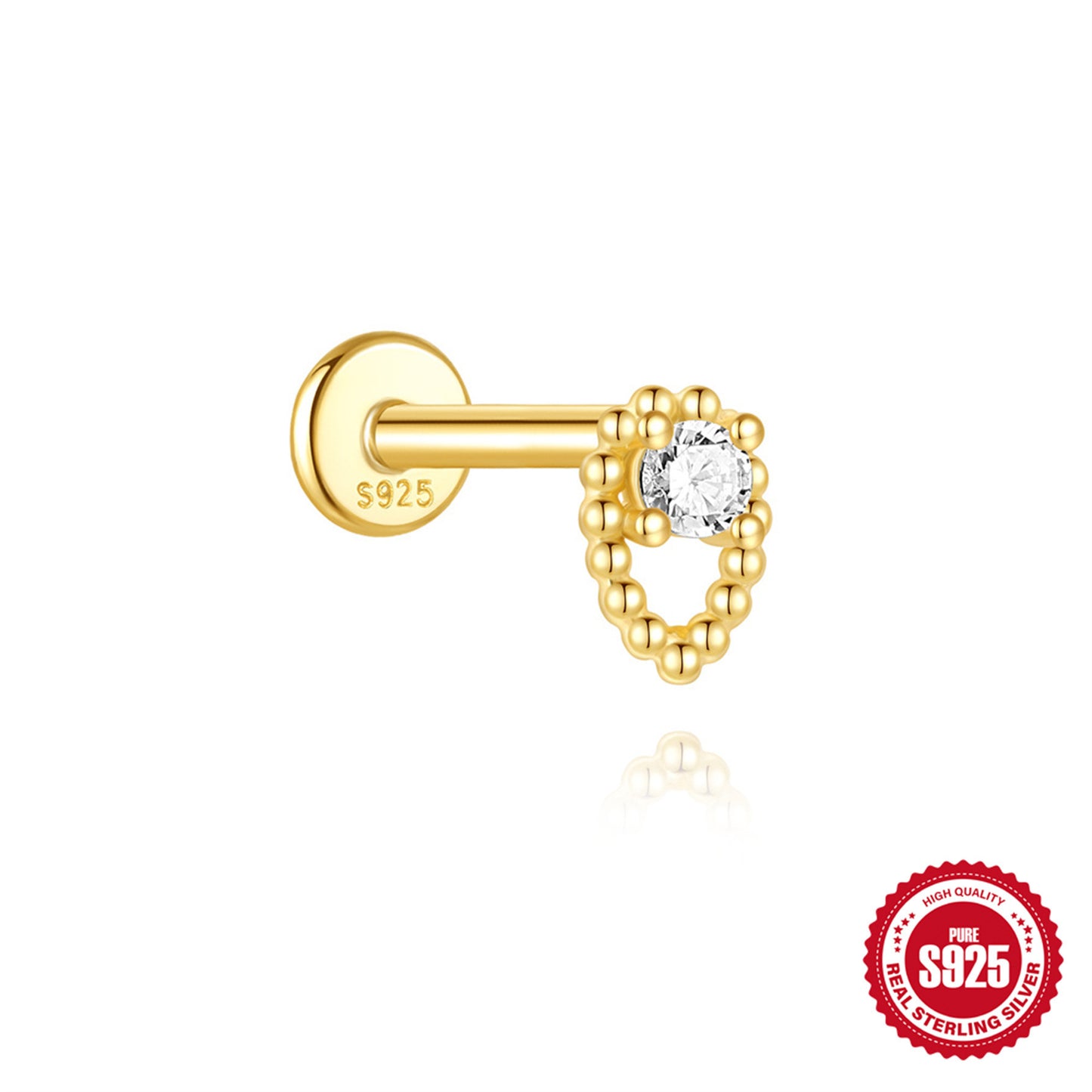 S925 Sterling Silver Geometric Diamond Bow Earrings