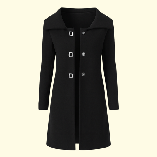 Autumn And Winter Women's Single Row Solid Color Mid-length Wool Woolen