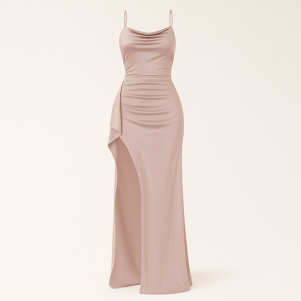 YL24531 Satin Sexy Slit Camisole Gown Dress Women