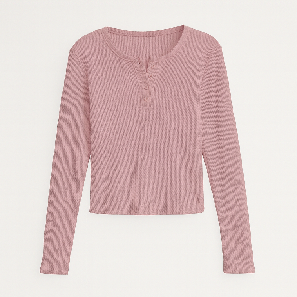 Hot Girl Style Button Long Sleeve Vest T-shirt For Women