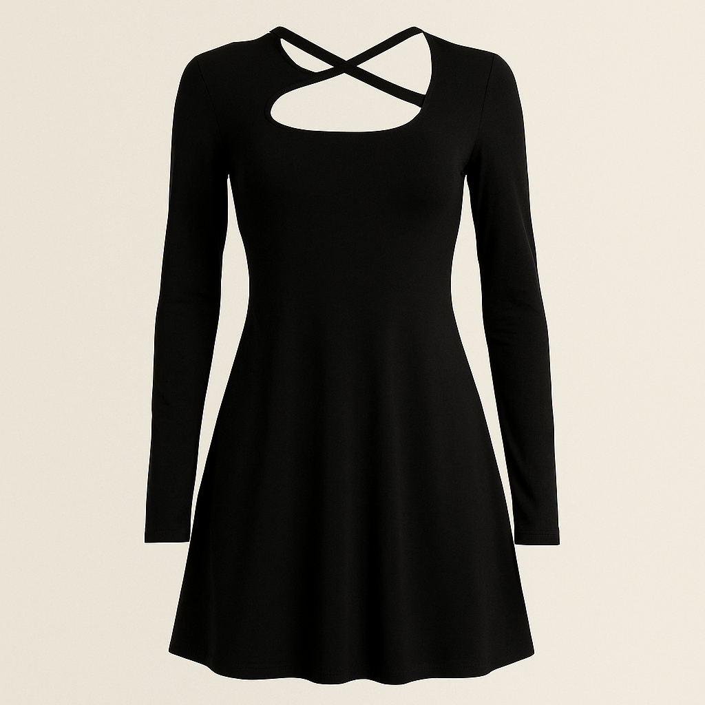Women's Slim-fit Slimming Knitted Square Collar Design Lace-up Dress