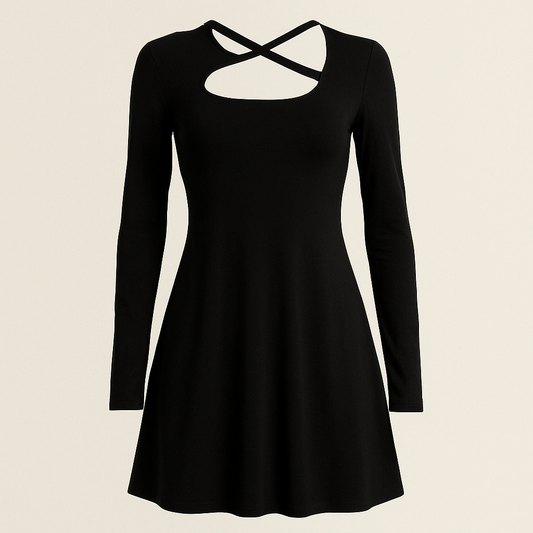 Women's Slim-fit Slimming Knitted Square Collar Design Lace-up Dress