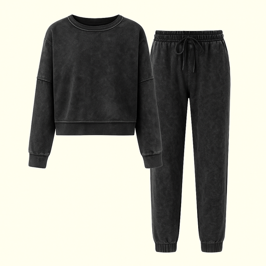 Women's Casual All-matching Lace-up Crew Neck Long Sleeve Blouse And Pants