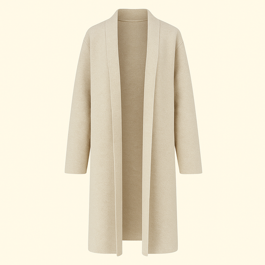 Elegant Long Collarless Cardigan Sweater Women's Coat
