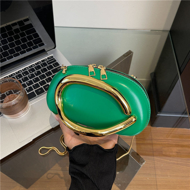 Small Bag Vintage Hardware Metal Handle Chain Crossbody Backpack