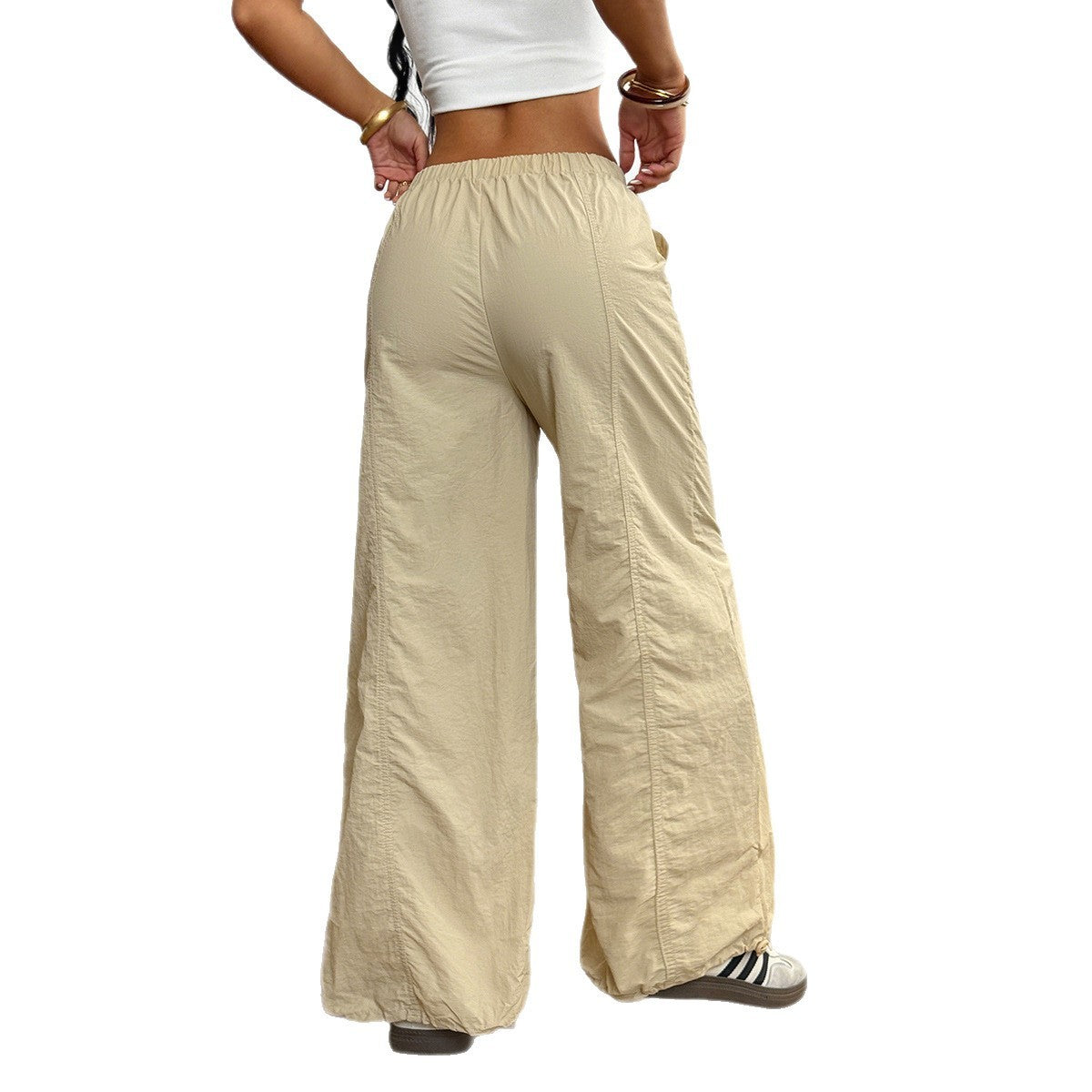 Casual Simple Drawstring Straight-leg Trousers