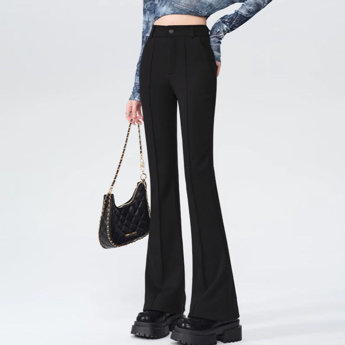 High Waist High-grade Anti-wrinkle Straight Slimming Casual Flared Pants
