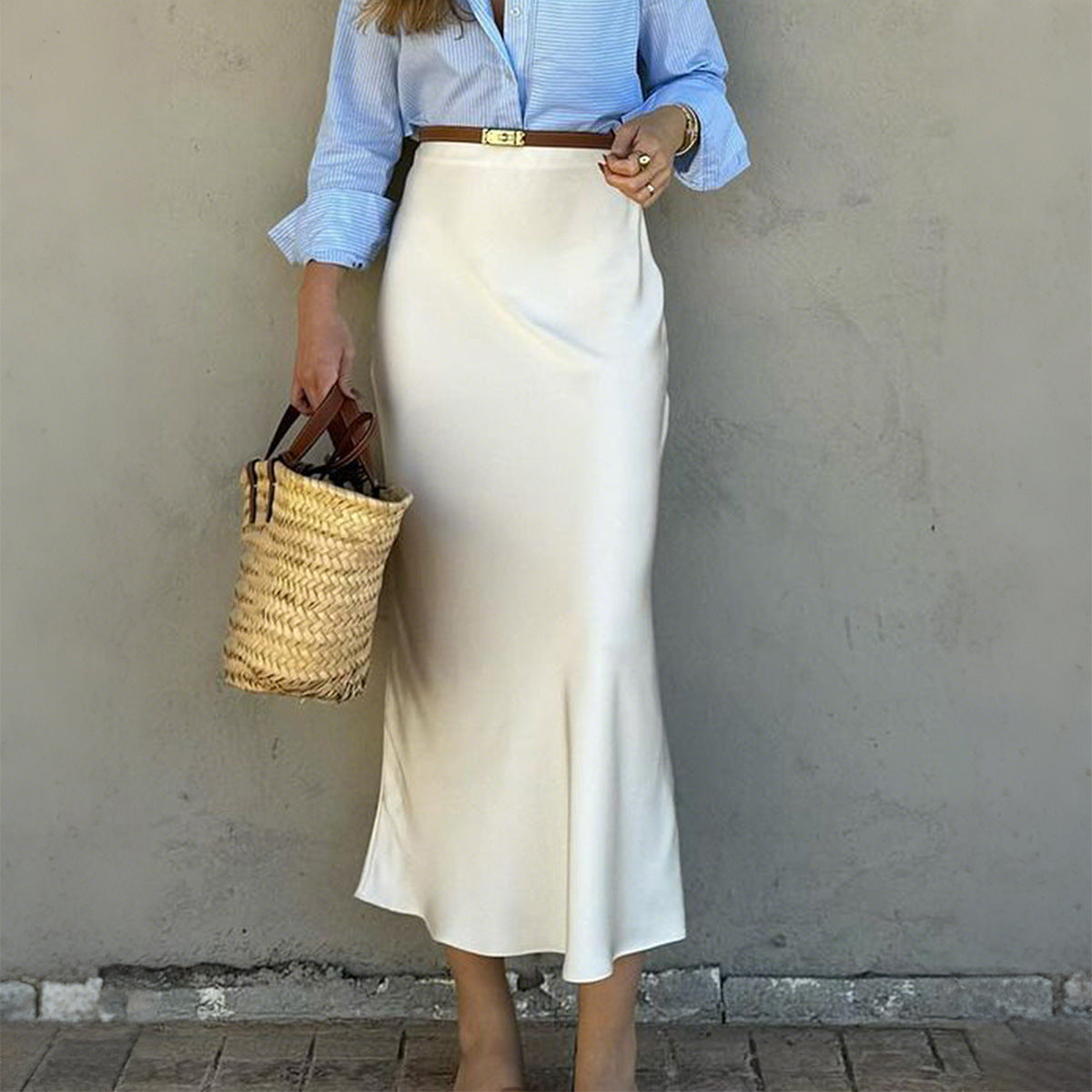 European And American Fashion Style Solid Color Sheath Skirt