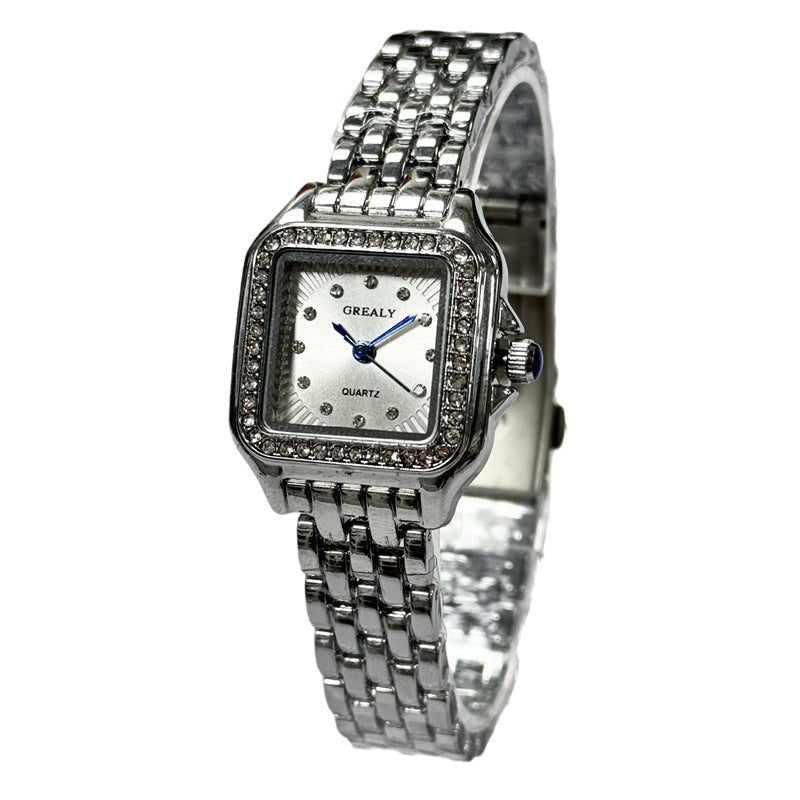 Classic Retro Square Waterproof Women's Diamond-embedded Watch