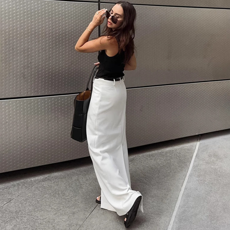 Women's Simple White Temperament Straight Casual Skirt