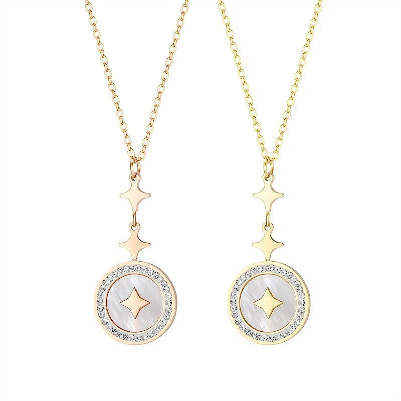 Six-pointed Star Diamond Titanium Steel Necklace For Women