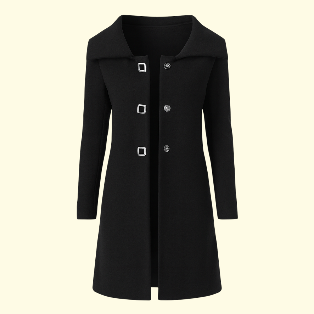 Autumn And Winter Women's Single Row Solid Color Mid-length Wool Woolen