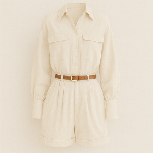 Spring And Summer New Slim Fit Slimming Nipped Waist Shorts Jumpsuit For Women