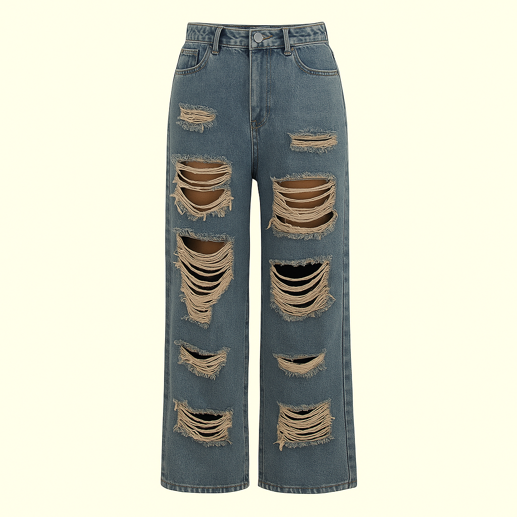 Women's Retro Distressed Kimchi Wide-leg Jeans