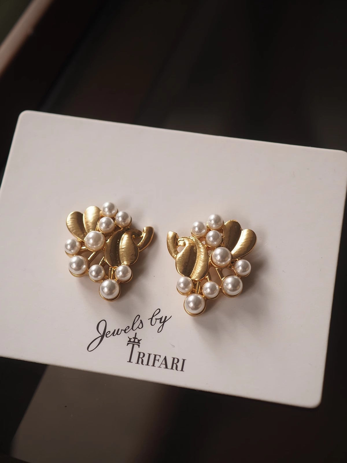 Mid-ancient Necklace Ginkgo Leaf Pearl Vintage Brushed Frosted