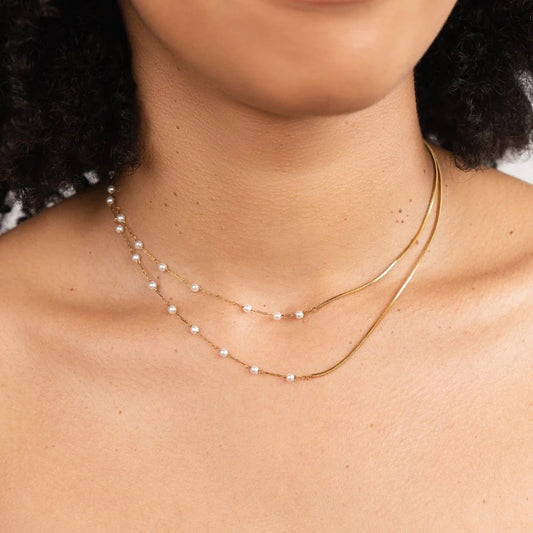 Retro Multi-layer Twin Pearl 18K Gold-plated Stainless Steel Necklace