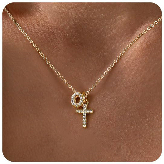 European And American Zircon Inlaid 26 Letter Necklace With Diamonds