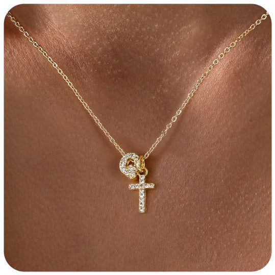 European And American Zircon Inlaid 26 Letter Necklace With Diamonds