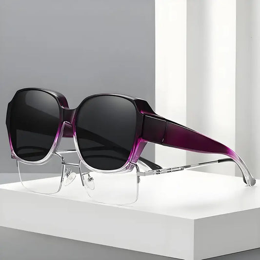 Dual-Use Clip-On Fashion Glasses - Crystals, Stylish Rectangular Design, Unisex, Driving Accessories, Eyewear Accessories-Selling On Temu Is Prohibited