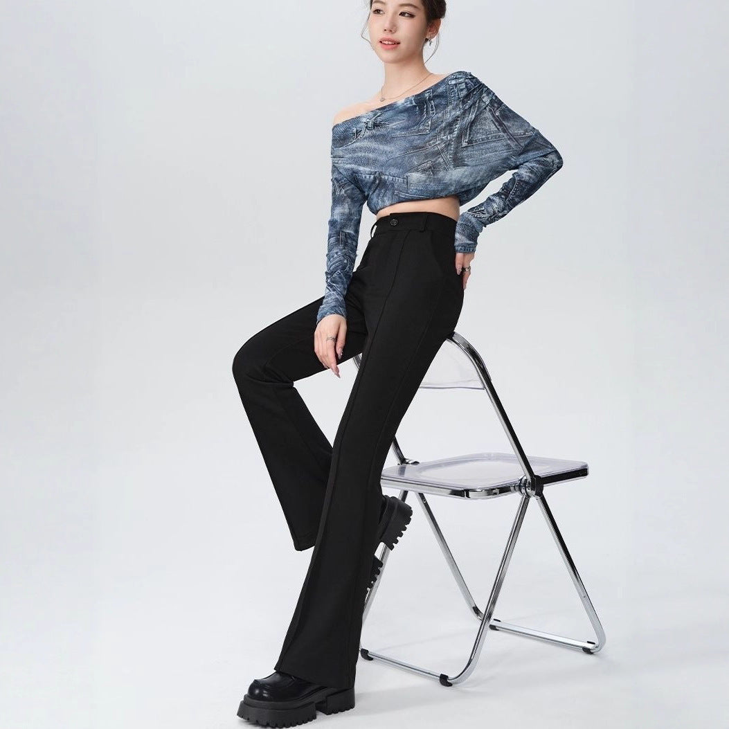High Waist High-grade Anti-wrinkle Straight Slimming Casual Flared Pants