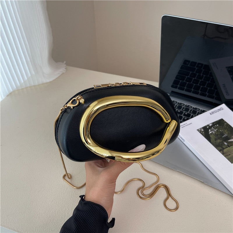 Small Bag Vintage Hardware Metal Handle Chain Crossbody Backpack