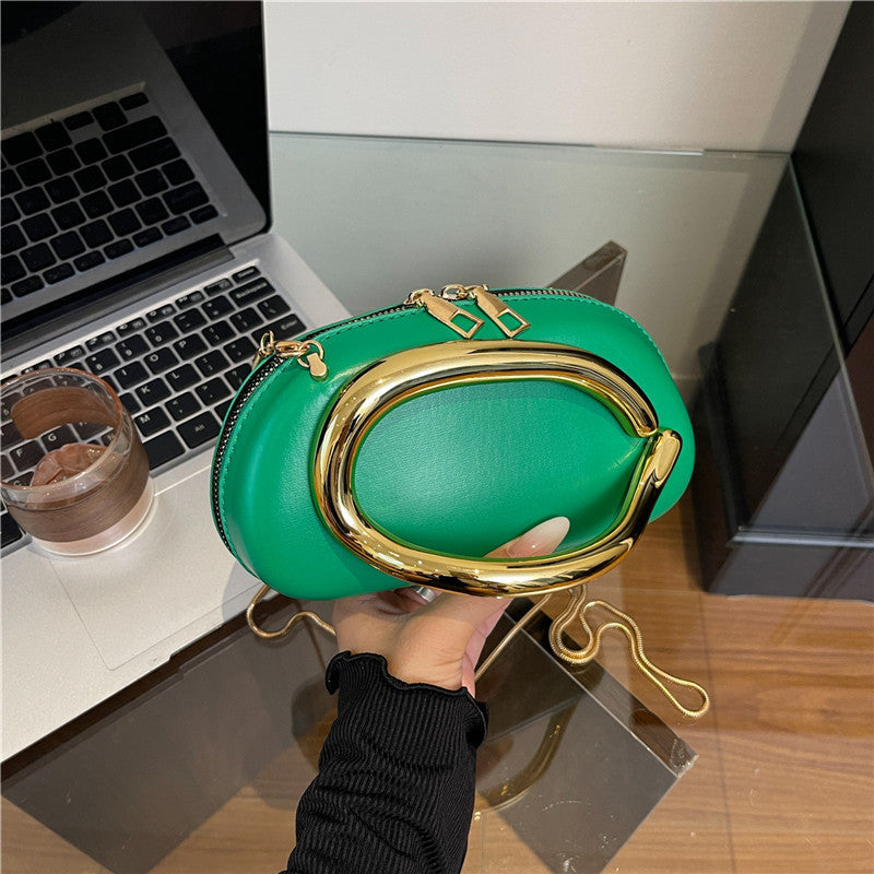 Small Bag Vintage Hardware Metal Handle Chain Crossbody Backpack