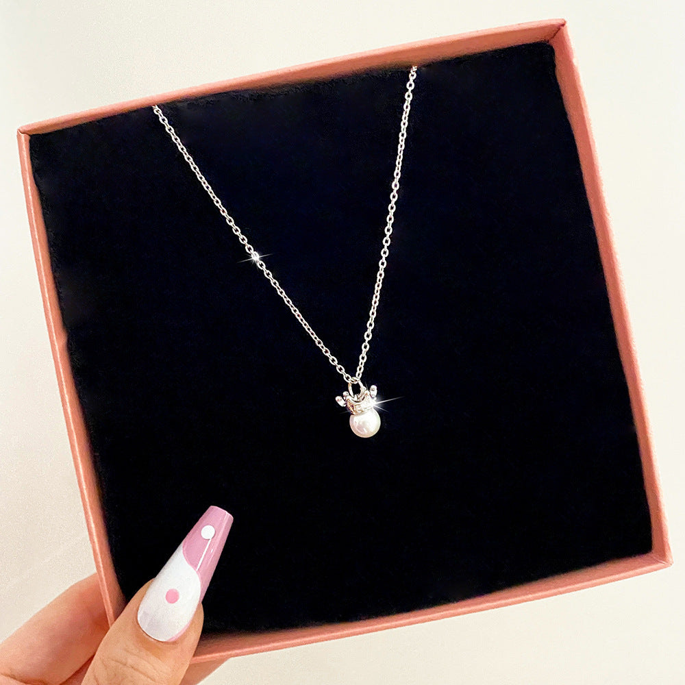 Micro Inlaid Zirconium SUNFLOWER Stone Artificial Pearl Short Necklace Temperament Female