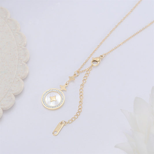 Six-pointed Star Diamond Titanium Steel Necklace For Women