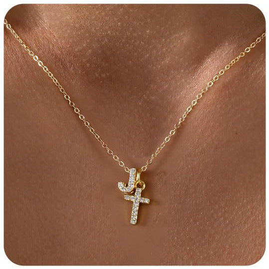 European And American Zircon Inlaid 26 Letter Necklace With Diamonds